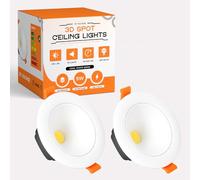 DC VOLTAGE 2Pack Ultra-Slim LED Ceiling Spot Light Downlight 5W Recessed Lights 900LM Dimmable IP44 Waterproof Round Cool White Spotlights for Kitchen Lights 70-80 mm Cut Out