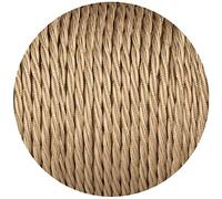 DC VOLTAGE 3 Core Electrical Cable 5 Meters / 16.4FT Braided Cable, Vintage Flex Cables Twisted Fabric Electrical Wire Cord for DIY Lamps Industrial Pendant Light Lighting Appliances (Light Gold)