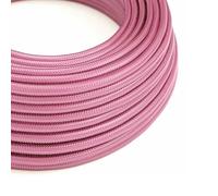 DC VOLTAGE 3 Core Round Electrical Cable - 5 Meters / 32.8ft Braided Vintage Flex Cable for DIY Lamps & Industrial Pendant Lighting (Shiny Pink)