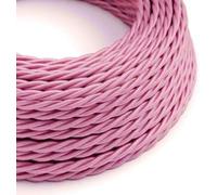 DC VOLTAGE 3 Core Twisted Electrical Cable 3m Antique Twisted Flex Braided Cable Lighting Lamp Vintage 10ft Flex Textile Cables Vintage Fabric Covered Cables for Lighting Application (Shiny Pink)