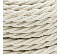 DC VOLTAGE 3 Core Twisted Electrical Cable 3m Antique Twisted Flex Braided Cord Lighting Lamp Vintage 10ft Flex Textile Wire Vintage Fabric Covered Cables - White