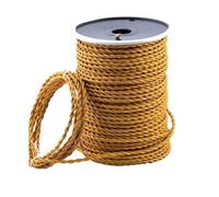 DC VOLTAGE 3 Core Twisted Gold Cable | 5 Meter Antique Electrical Cable | 3 Conductor Gold Lighting Cable Lamp Wire for DIY Projects and Pendant Lightning