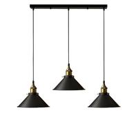 DC VOLTAGE 3 Head Light Industrial Pendant Wire Cage Shade, Lamp Cage Hanging Ceiling Light E27 Holder Fitting with 50cm Ceiling Plate (Black)
