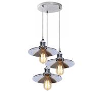 DC VOLTAGE 3 Head Pendant Ceiling Light, Retro Vintage E27 Edison 3 Way Hanging Adjustable Island Lamp, 22cm Metal Light Shade Cluster Living Room Suspended Fitting, Kitchen (Bulb Included)