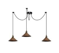 DC VOLTAGE 3 Head Spider Lights Metal Cone Shaped Brushed Copper 22 cm Shades Industrial Pendant Lights with 2m Adjustable Cable for Kitchen Island Living Room Bed Room