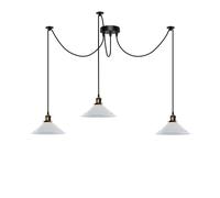 DC VOLTAGE 3 Head Spider Lights Metal Cone Shaped White 22 cm Shades Industrial Pendant Lights with 2m Adjustable Cable for Kitchen Island Living Room Bed Room