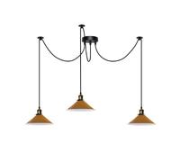 DC VOLTAGE 3 Head Spider Lights Metal Cone Shaped Yellow 22 cm Shades Industrial Pendant Lights with 2m Adjustable Cable for Kitchen Island Living Room Bed Room