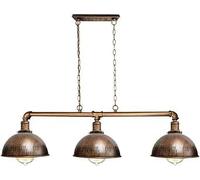 DC VOLTAGE 3 Light Industrial Ceiling Pendant Brushed Copper Metal Water Pipe Vintage 21cm Lamp Shade with Hanging Chain Light Fitting for Living Room Restaurant Café (Brushed Copper with Bulb)