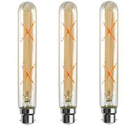 DC VOLTAGE 3 Pack LED B22 Light Bulb, 4W(40W Equivalent) T185 Tubular Dimmable Bayonet Warm White 2700K 450 Lumens LED Filament Amber Glass Bulbs Old Fashioned Bulb AC 230V