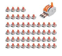 DC Voltage 3 Port 50 Pcs Compact Wire Connectors Push Fit Electrical Connectors Compact Splicing Lever Nut Assortment Terminal Block kit for Circuits