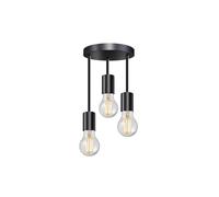 DC VOLTAGE 3 Way Ceiling Light Fitting, Industrial Black Metal E27 Base Pendant Lamp with Adjustable Cords, Semi Flush Mount Fixture for Living Room, Bedroom, Restaurant
