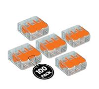 DC Voltage 3 way terminal block 100 Pcs electrical wire connectors Cable Connector Orange Mini Quick Connector Compact Cable Connector Household Wire Terminal Connector