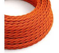 DC VOLTAGE 3m 2 Core Twisted Cable Flexible Wire Lamp Cord, 2 Conductor 10ft Antique Braided Wire Twisted Fabric Lighting Cable Cloth Covered Cables DIY Lamps Electrical Wire (Orange)