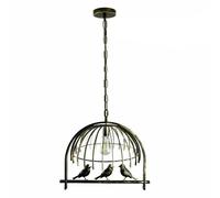 DC VOLTAGE 49cm Brushed Brass Bird Perched Inside Cage Ceiling Pendant Light Creative E27 Industrial Filament Vintage Bulb with Adjustable Hanging Chain for Entryway Bedroom Kids Room Kitchen Hallway