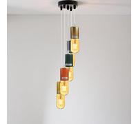 DC VOLTAGE 5-Head Adjustable Pendant Light - Multi-Color Industrial Vintage Cluster Ceiling Lamp, E27 Edison Bulb Ready for Kitchen, Dining, Living Room & Bedroom