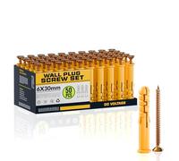 DC VOLTAGE 50 Pcs Wall Plugs and Screws Set 6mmx 30mm Concrete Fixings Screws and Wall Expansion Anchors Plugs Kit Wall Hanging Mounting TV Mount Drywall Self Tapping Screw Wall Plug
