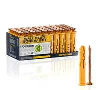 DC VOLTAGE 50 Pcs Wall Plugs and Screws Set 8mm x 40mmConcrete Fixings Screws and Wall Expansion Anchors Plugs Kit Wall Hanging Mounting TV Mount Drywall Self Tapping Screw Wall Plug