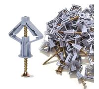 DC VOLTAGE 50Pcs Plasterboard Wall Plugs and Screws fixings Set Plastic Hollow Wall Anchors and Kit Masonry Countersunk Screws for Brick Concrete Drywall Screw and Wall Plug Fibreboard Cavity Wall