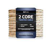DC VOLTAGE 5m 2 Core Twisted Cable Flexible Wire Lamp Cord, 2 Conductor 16.4ft Fabric Covered Electrical Cable Antique Style Wiring Cloth Covered Braided DIY Lighting Electrical Cord (Cream)