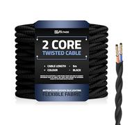 DC VOLTAGE 5m 2 Core Twisted Cable Flexible Wire Lamp Cord, 2 Conductor 16.4ft Fabric Covered Electrical Cable Antique Style Wiring Cloth Covered Braided DIY Lighting Electrical Cord (Black)