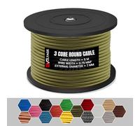 DC VOLTAGE 5m Army Green Vintage 3 Core Round Cable Fabric Cloth Covered Electrical Wire, 16.4ft 3 Conductors 18 Gauge Textile Electric Cable Wire Coated in Colored Vintage for Lighting DIY Project
