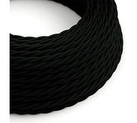 DC VOLTAGE 5M Vintage 3 Core Twisted Cable Fabric Cloth Covered Electrical Wire, 16.4FT 3 Conductors 18 Gauge Textile Electric cable Wire Coated Vintage for Lighting DIY Project (Black-Twisted)