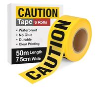 DC VOLTAGE 6 Rolls Yellow Caution Barrier Tape 7.5cm Wide 50m Long High Visibility Safety Warning Tape Non Adhesive Polyethylene Hazard Marking Construction Site Tape Outdoor Event Security Tape UK