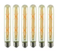 DC VOLTAGE 7.3 Inch 2700K Edison Bulbs Amber Dimmable,Vintage Style Decorative Antique Light Bulb,T185 Long Tubular LED Light Bulbs,4W E27 LED Bulb, 6 Pack