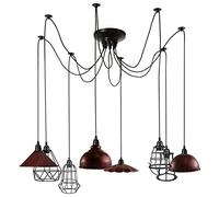 DC VOLTAGE 8 Way Spider Pendant Light Industrial Metal Lampshades E27 Base Lamp Holder with 195cm Height Adjustable PVC Cable Multi Shade Design for Kitchen Dining Room Living Room