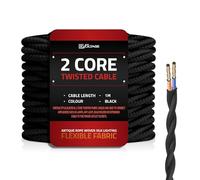 DC Voltage Black 1m Vintage 2 Core Twisted Electric Cable Fabric Covered Wire Italian Braided 0.75 mm Cable Flexible Wire for Lighting Other Appliances, Antique Twisted wire