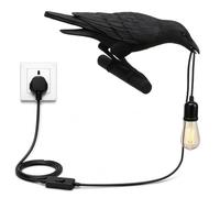 DC VOLTAGE Black Birds Resin Crow Desk LED Lamp E27 Base Modern Raven | Art Deco Bedside Decor Plug in Cord Wall Lamps for Bedroom, Office, College Dorm, Right Black Wall