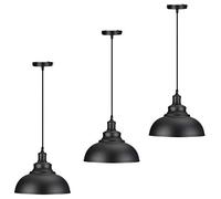 DC VOLTAGE Black Metal Vintage Retro Pack of 3 Ceiling Pendant lampshade Chandelier Lighting