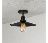 Industrial Black Semi Flush Mount Ceiling Light 22 cm Metal Lampshade Easy Fit Anti Rust Premium Quality Metal Ceiling Lighting Fixtures with E27 Base Lamp Holder For Living Room Kitchen Bedroom