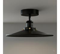 DC VOLTAGE Black Vintage Ceiling Light 22 cm Metal Lampshade E27 Base Indoor Ceiling Light Fitting Semi Flush Mount Ceiling Lighting Fixtures for Farmhouse Living Room Kitchen Hallway EPC