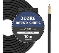 DC VOLTAGE Black Wire 32.8ft Vintage 18 Gauge 3 Conductors Round Cable Fabric Cloth Covered Electrical Wire 10m 3 Core Textile Electric Cable Wire Coated in Color Vintage Lighting DIY Project
