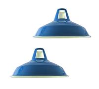 DC VOLTAGE Blue Ceiling Light Shade Set of 2 Metal Lamp Shades 30cm Pendant Lighting Shade, Ceiling Fitting Light Industrial Replacement Light for Indoor Pendant Light Shade lamp Covers