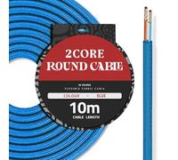 DC VOLTAGE Blue Round Cloth Covered Wire 18AWG 2 Core Lighting Cable -10m