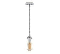 DC VOLTAGE Ceiling Lamp Chain and Wire Holder Fitting Pendant Light Holder Flex Lighting Suspended Suitable for Lamps (Chrome - with Bulb)