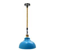 DC Voltage Ceiling Pendant Light 100cm Adjustable Hemp Covered Hanging Cable E27 Base 29cm Metal Curvy Dome Blue Shade Easy Fit Retro Lighting Indoor Lamp for Kitchen Island Living Room