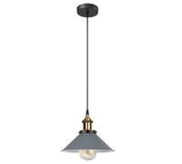 DC VOLTAGE Ceiling Pendant Light 22cm Width Cone Shape Grey Metal E27 Large Industrial Lamp Shade Fitting Fixtures Easy Fit Decor for Island Kitchen Bedroom Cafe Living Room