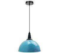 DC VOLTAGE Ceiling Pendant Light 30cm Width Dome Shape Light Blue Metal E27 Large Industrial Lamp Shade Fitting Fixtures Easy Fit Decor for Island Kitchen Bedroom Cafe Living Room