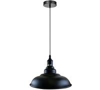 DC VOLTAGE Ceiling Pendant Light 32cm Black Barn Metal Shade, Adjustable 1M Cable, E27, 60W Industrial Hanging Lamp, Kitchen Island Loft Lighting