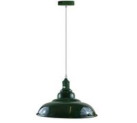 DC VOLTAGE Ceiling Pendant Light, 32cm Green Barn Metal Shade, Adjustable 1M Cable, E27, 60W, Industrial Hanging Lamp, Kitchen Island Loft Lighting