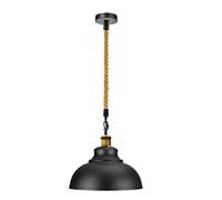 DC Voltage Ceiling Pendant Light Fitting, E27 Lamp Holder, 1m Adjustable Rope, Black Lampshade Bulb Holder, Ceiling Rose for Kitchen Island Living Room Bedroom Dinning Room Lightings
