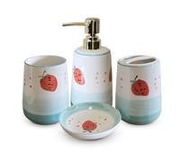 DC Voltage Ceramic Bathroom Accessory Set 4 Piece Modern Luxury Creative Bath Sets, Includes Toothbrush Holder, Lotion Dispenser, Toothbrush Holder, Tumbler, Soap Dish for Home (Style 3)