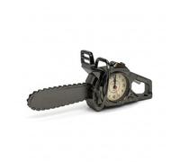 DC VOLTAGE Chainsaw Table Alarm Clock 30cm - Vintage Shiny Black Novelty Desk Clock for Men, Battery Powered Chainsaw-Shaped Table Clock for Bedroom, Office, Workshop & Unique Gift Décor