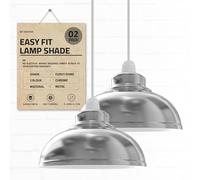 DC VOLTAGE Chrome Metal Ceiling Light Shade Easy Fit Curvy Pendant Lampshade, Modern Industrial Style, No Wiring Required, 29cm x 17cm, Pack of 2 Hanging Light Cover for Kitchen, Bedroom, Living Room