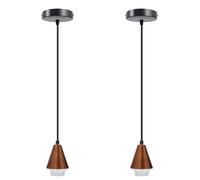 DC VOLTAGE Copper Vintage Pendant Light Fitting Holder 2 Pack E27 with Adjustable 95cm Cable and Metal Ceiling Rose Hanging Ceiling Light for Indoor Home Lighting (Copper - Without Bulb)