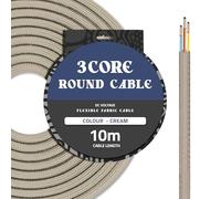 DC VOLTAGE Cream 32.8ft Vintage 18 Gauge 3 Conductors Round Cable Fabric Cloth Covered Electrical Wire 10m 3 Core Textile Electric Cable Wire Coated in Colored Vintage for Lighting DIY Project