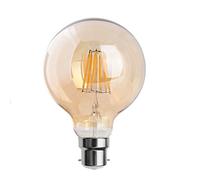 dc Voltage DCVOLTAGE G95 Globe 8W, Led Edison Light Bulb, B22 Bayonet Bulb, Dimmable Retro 220V 400 Lumen Warm White 2700K CRI>90,G80 Led Filament Light Bulb,90% Energy Saving